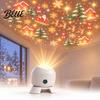 Holiday Party Projection Lamp Christmas Projector Light Santa Sleigh Night 360 Light Degree Rotating for Bedroom Indoor Decor Decorative