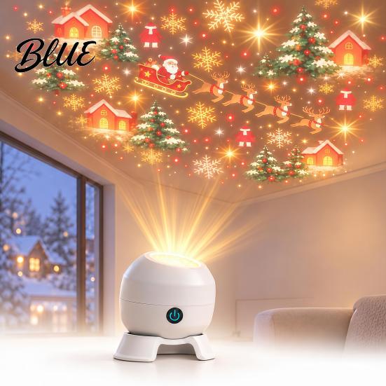 Holiday Party Projection Lamp Christmas Projector Light Santa Sleigh Night 360 Light Degree Rotating for Bedroom Indoor Decor Decorative