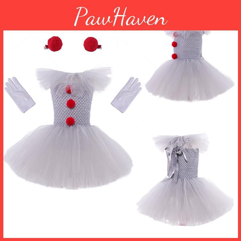 Soft And Fluffy Clown Girls Dress Set For Masquerade Parties