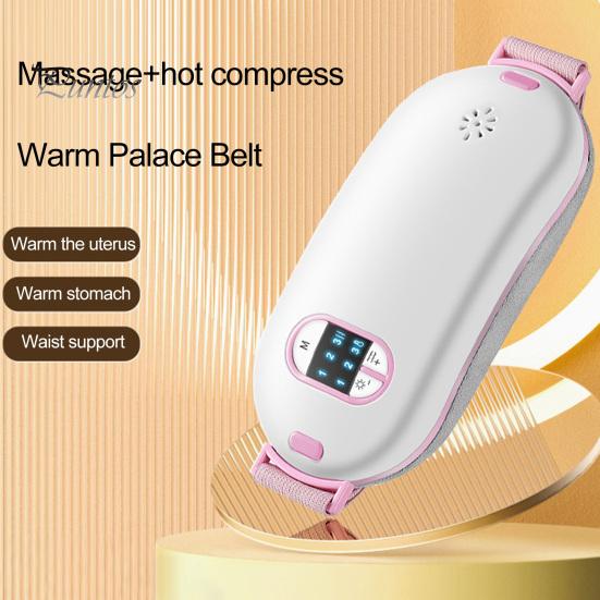 

Портативная беспроводная грелка с 3 режимами вибрационного массажа, регулируемая температура, быстрый нагрев, пояс для обертывания живота для женщин A белый