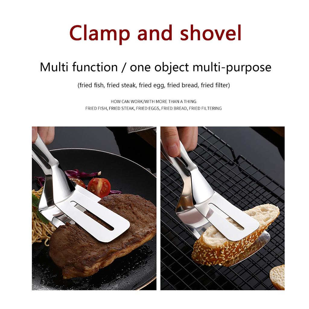 Multi-Function Stainless Steel Cooking Shovel Clip Kitchen Food Clamp Spatula Baking Tools Bread Clip