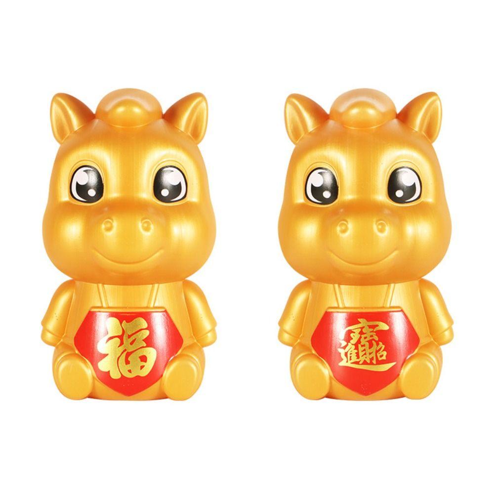 Langlebiges goldenes Cartoon-Sparschwein, verdickt, sturzsicher, Tierkreiszeichen Pferd, Münzglas, langlebige Glücksmünz-Spardose, Geschenk