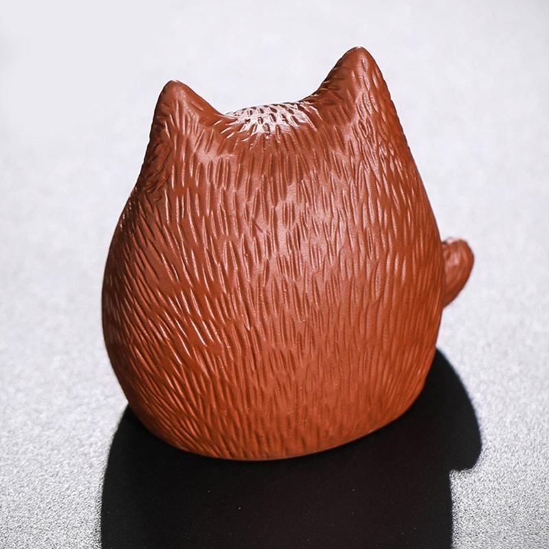 Cats Shape Zisha Clay Figurine Incenses Stick Holder for Animal Lover Handmade Pottery Animal Statue Ornament Decors
