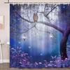 Mond Eule Duschvorhang Verzauberter Wald Vogel Blume Schmetterling Fantasy Fee Baum Laternen Nachthimmel Landschaft Badezimmer Dekorationssets