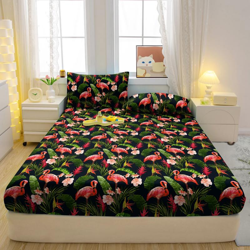 1 Lenzuolo con angoli opaco stampato con fiori, piante, animali, Copriletto stampato per camera da letto, Biancheria da letto (Federe escluse)