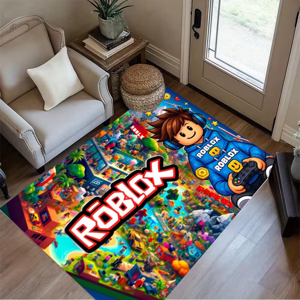 Roblox Colorful Roblox Avatars Area Rug Suitable For Outdoor Study Room Dining Room Playrooms Antislip Carpet Office Home Decor