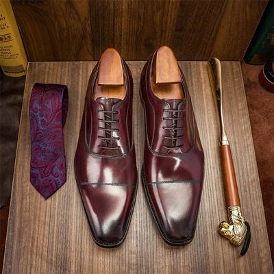 Modne wizytowe buty męskie wygodne buty z kwadratowym noskiem z potrójnym przegubem 2024 wiosna moda klasyczne ślubne buty męskie skórzane