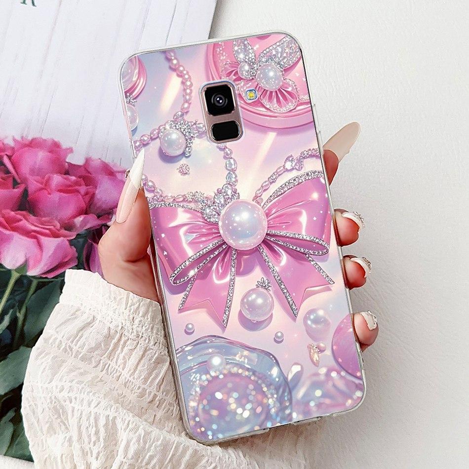 Phone Case For Samsung Galaxy A8+ (2018) SM-A730F / A8 (2018) SM-A530F Elegant Floral Butterfly Soft Silicone TPU Cases