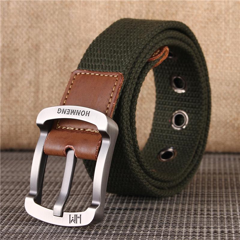 

Мужской холщовый кожаный ремень: Повседневная пряжка-пинок для молодых мужчин и студентов (Корейский стиль) 125 cm