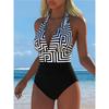 New European and American Style Leopard Print One-piece Swimsuit Women's Deep V Neck High Waist Thin Backless Beach Vacation Swimsuit