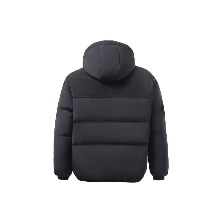Chaqueta Plumífera Deportiva Cálida con Capucha Serie Clásica Li Ning Hombre Ropa Exterior Negro AYMR137-3
