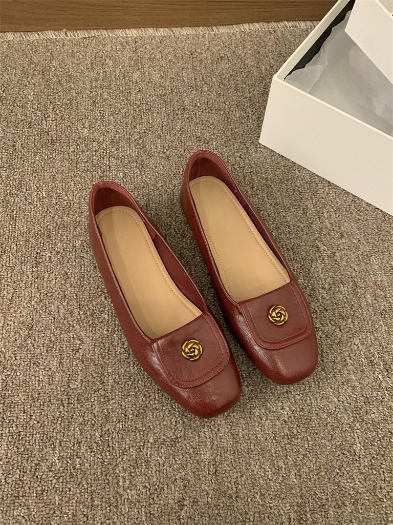 French flat-soled single shoes women's shoes spring small fragrant retro grandma shoes commuting versatile beanie shoes