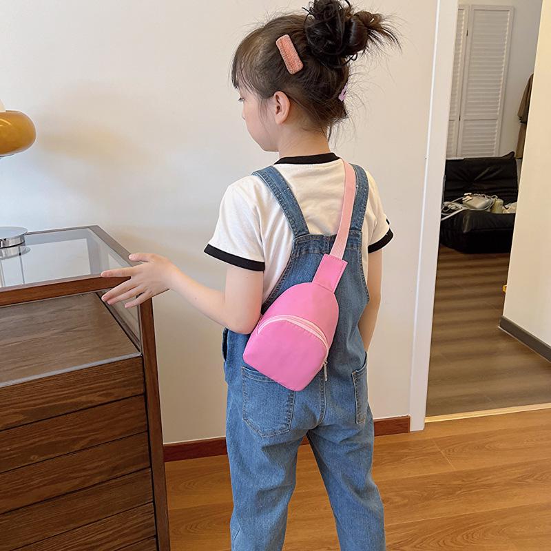Children's Casual Solid Color Nylon Snack Crossbody Bag - Lightweight & Spacious for Boys and Girls