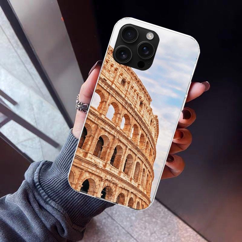 Roman Colosseum Phone Case For iPhone 17 Air 11 13 Mini 14 15 Plus 16 12 Pro Max 16E SE 7 8 Pattern Soft TPU Back Cover 17 Air