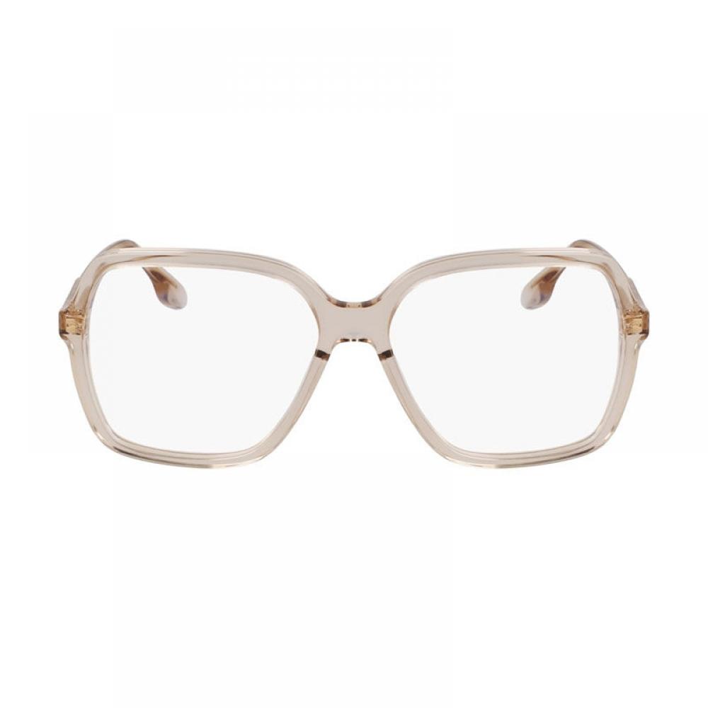Victoria Beckham Brille Quadratisch Vollrand Transparentes Beiges Gestell Und Klare Demolinsen Linse Vb2650250 Beige