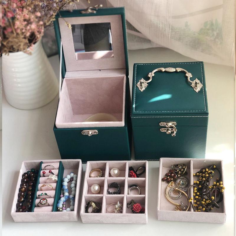 

Новая 3-слойная портативная кожаная шкатулка для украшений 3 цвета розовый