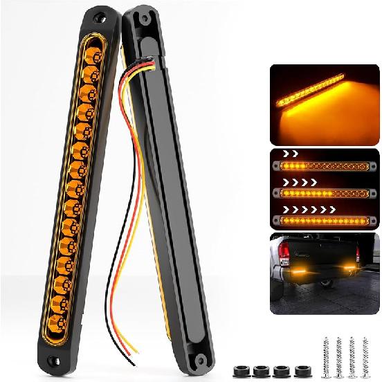 PSEQT 10" 15 LED Trailer Identification Light Led Running Reverse Backup Tail Light Bar Strip White Truck Rear Side Marker Lights Waterproof