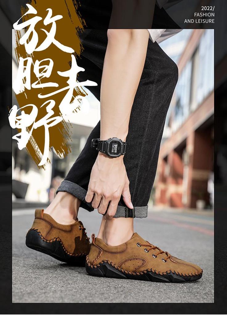 2022 Autumn Men's Casual Korean-Style Leather Moccasins: Breathable Handmade Octopus Driving Shoes