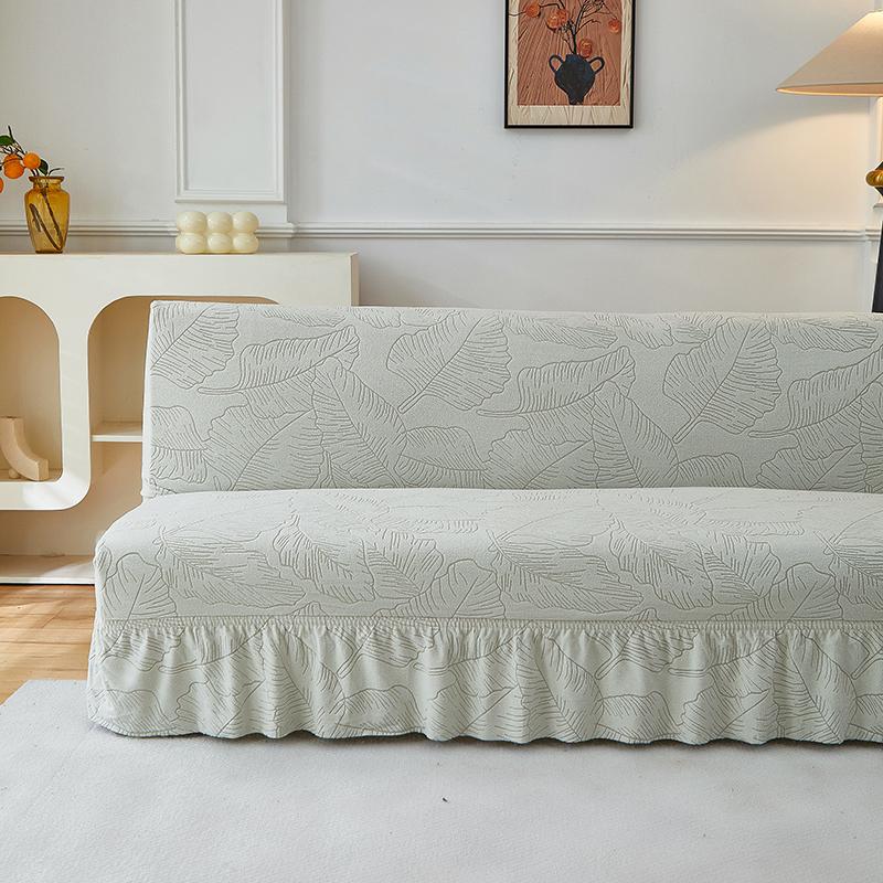 Armless Futon Cover Stretch Sofa Bed Slipcover Protector Elastic Feature Rich Textured High Spandex Small Checks Jacquard