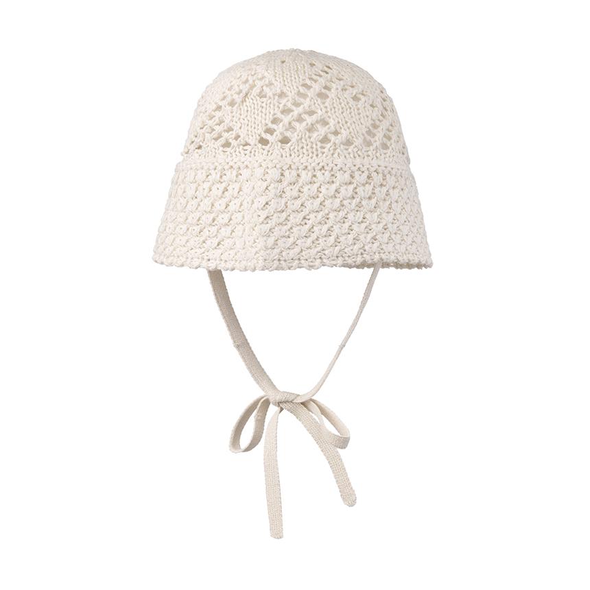 nau Fagus Crochet Wide Bucket Hat Ivory
