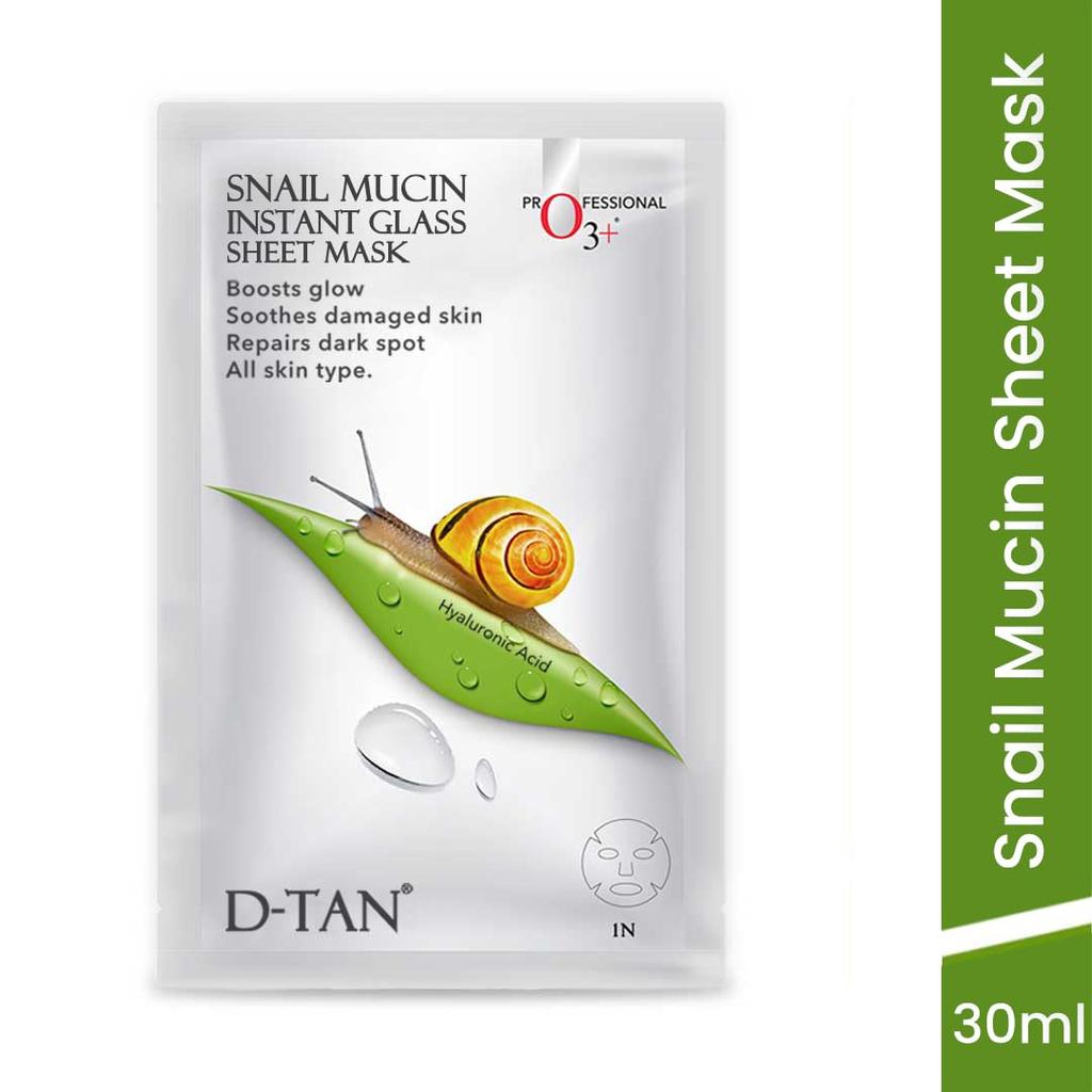 O3+ Snail Mucin Instant Glass Sheet Mask 30 ml Pack für hydratisierte, strahlende Haut und eine glatte Textur