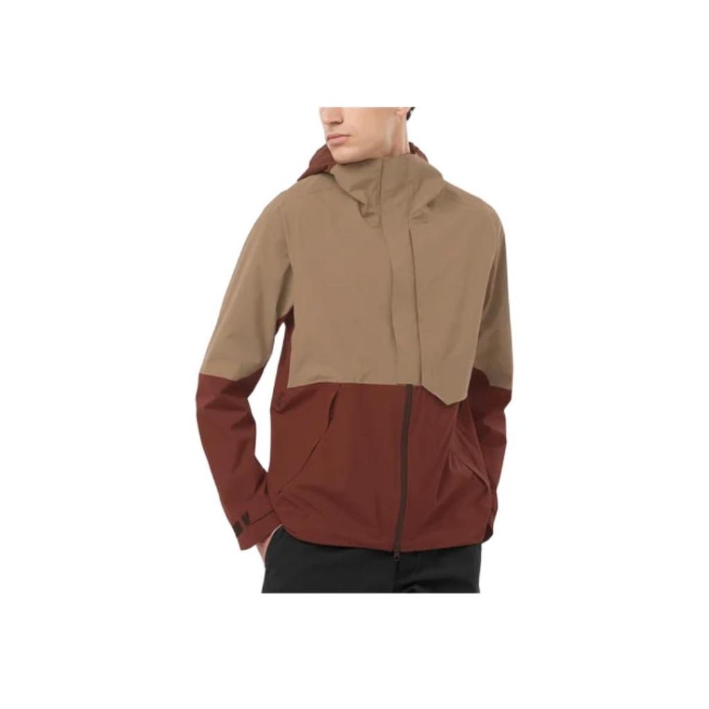 Salomon Outerpath Pro 2.5L Color Block Comfortable Breathable Waterproof Windproof Soft Shell Hooded Running Jacket Men jackets Rum-Grape LC2309600