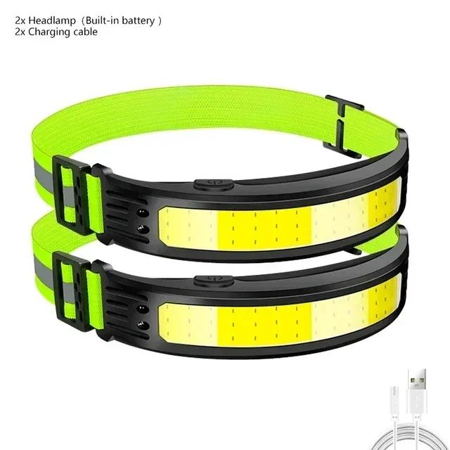 Induction LED COB Headlamp USB Rechargeable Waterproof Search Light Head Flashlight 6 Lighting Modes for Camping Fishing Hiking