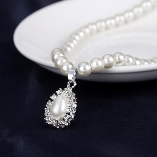 Royal Style Princess Imitation Pearl Teardrop Pendant Elegant Necklace Earrings