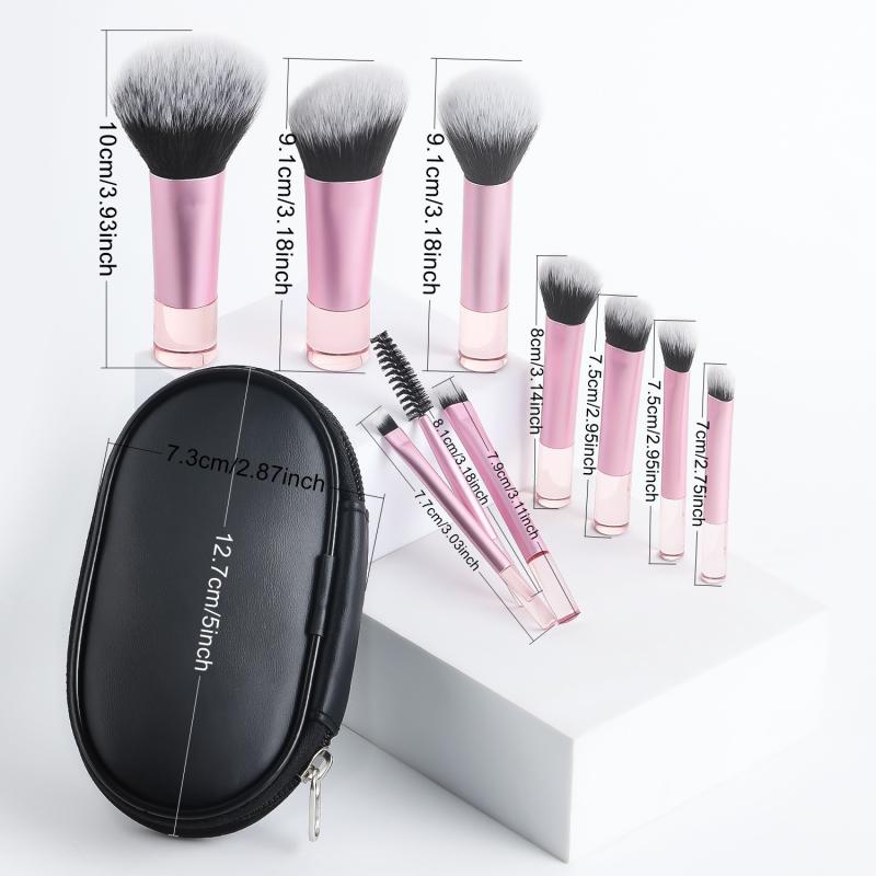 10/12Pcs Mini Makeup Brush Set Powder Eyeshadow Foundation Blush Blender Concealer Beauty Portable Makeup Tool Brush Travel Kit