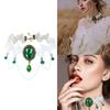 Women Lace Necklace Green Crystal Hangable Pendant Charm Ornament for Wedding Birthday Holiday Present Gift