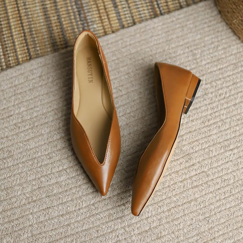 Fashion Flat Shoes for Women Spring and Autumn 2025 New Casual Pointed Toe and Thick Heel Elegant Scoop Shoes Ladies zapatillas mujer