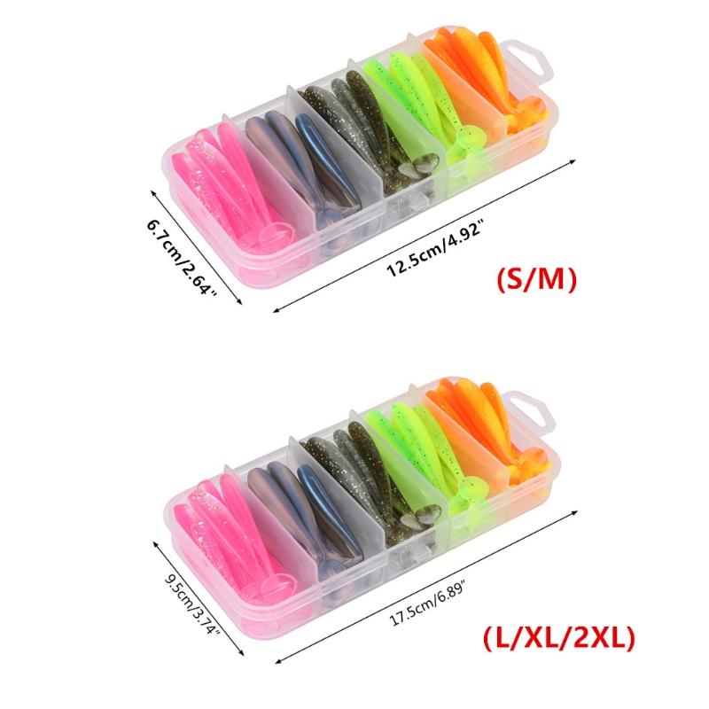 Packung mit 50 weichen Angelködern, weiche Swimbaits mit T-Schwanz, Plastik-Angelköder für Salzwasser- & Süßwasserfischerei