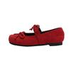 Bow red Mary Jane women's shoes summer and autumn 2025 new single shoes with skirts square head suede shallow mouth