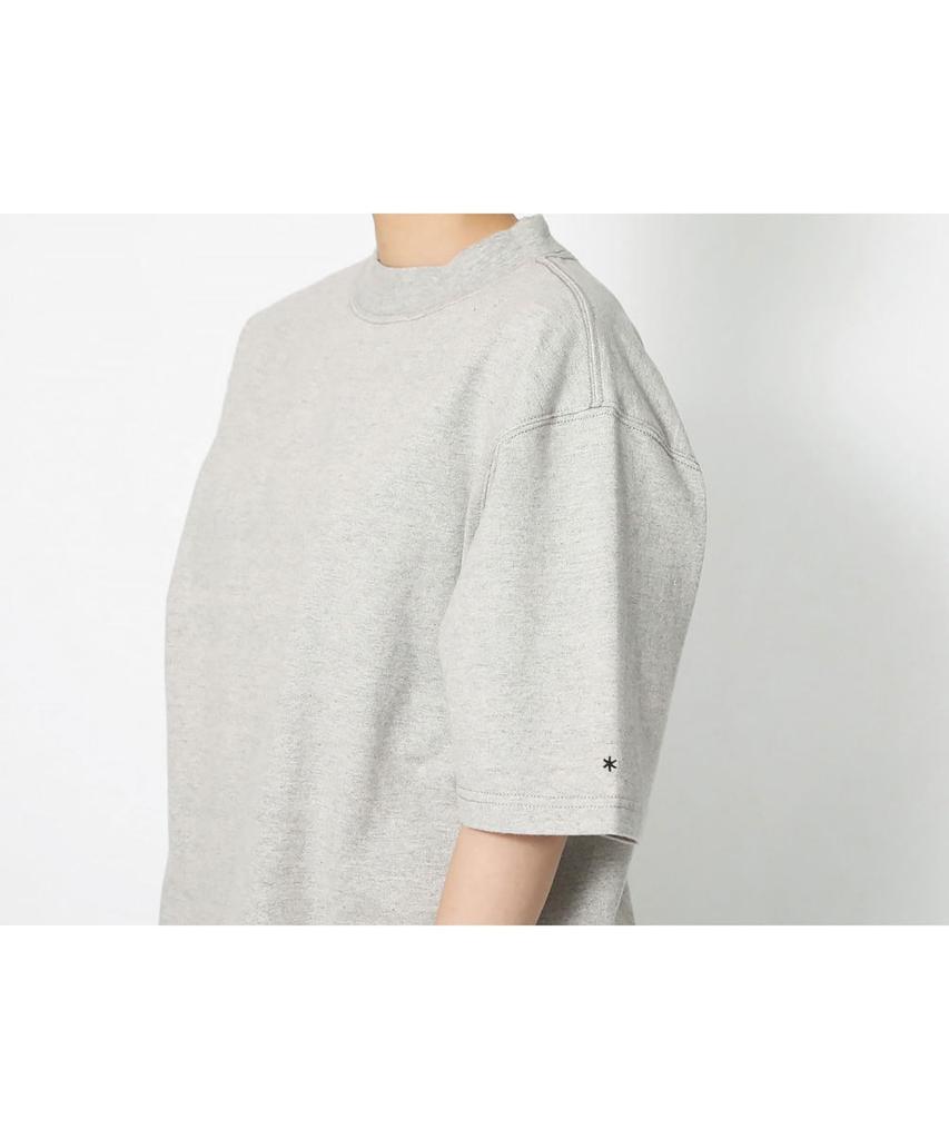 Snow Peak Recycled Cotton Mockneck T-Shirt, Size L, M.GREY, TS-25SU403, Perfect for Festivals, Camping, and Outdoor Activities