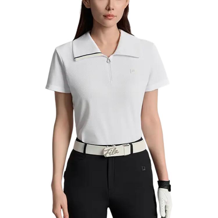 FILA Golf Collection SS25 Fashion Solid Color Comfortable Simple Short Sleeve Polo Shirt Women tops A11W535126F-WT