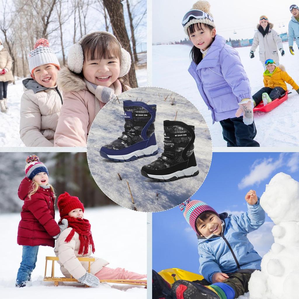 Mishansha Winter Snow Boots with Fleece Waterproof and Perfect for and Playing in the for Boys and Girls Size Kids' Lining, Non-Slip, School,