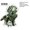 Fun Dinosaur Desk Accessory 3D Printed Three-Horned Figurine with Articulated Joints, Green White Toy Exquisite Collectible Textured Spikes,