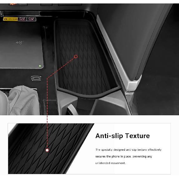 3PCS Center Console Organizer Compatible With Toyota 2025 2026 Camry Accessories Silicone Wireless Charging Anti-Slip Mat ABS Material Armrest