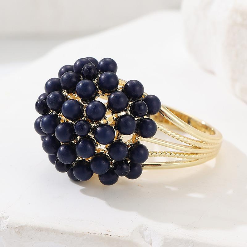 Vintage Inlaid Blue Stone Women's Ring Creativity Gold Color Geometry Daily Wear Party Jewelry Anniversary Gift