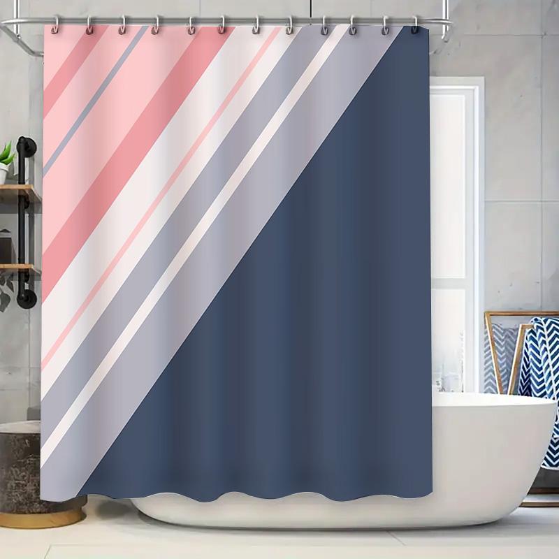 

Shower Curtain Set Waterproof Abstract Stripe Pattern Bathroom Decor Modern Farmhouse Coastal Fabric Backdrop W60H190(CM)-1 Pcs