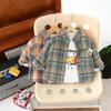 Children's Spring and Autumn Set 2025 New Boys' Fashionable Children's Checkered Shirt and Jeans Three Piece Set Kids Outfits