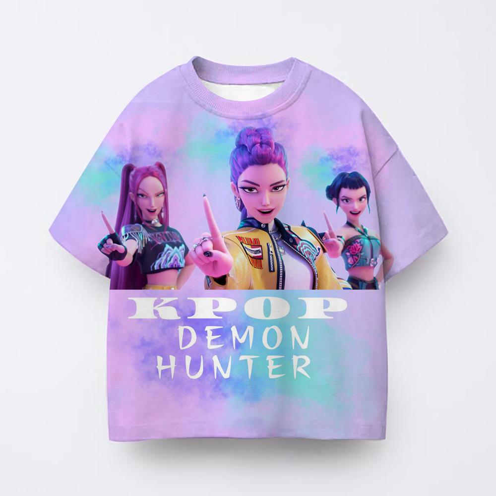 Cute Cartoon Saja Boys T-shirts Kpop Demon Hunters T Shirt Kids Boy Girl Summer Short Sleeve Round Neck Tops Children's Clothing