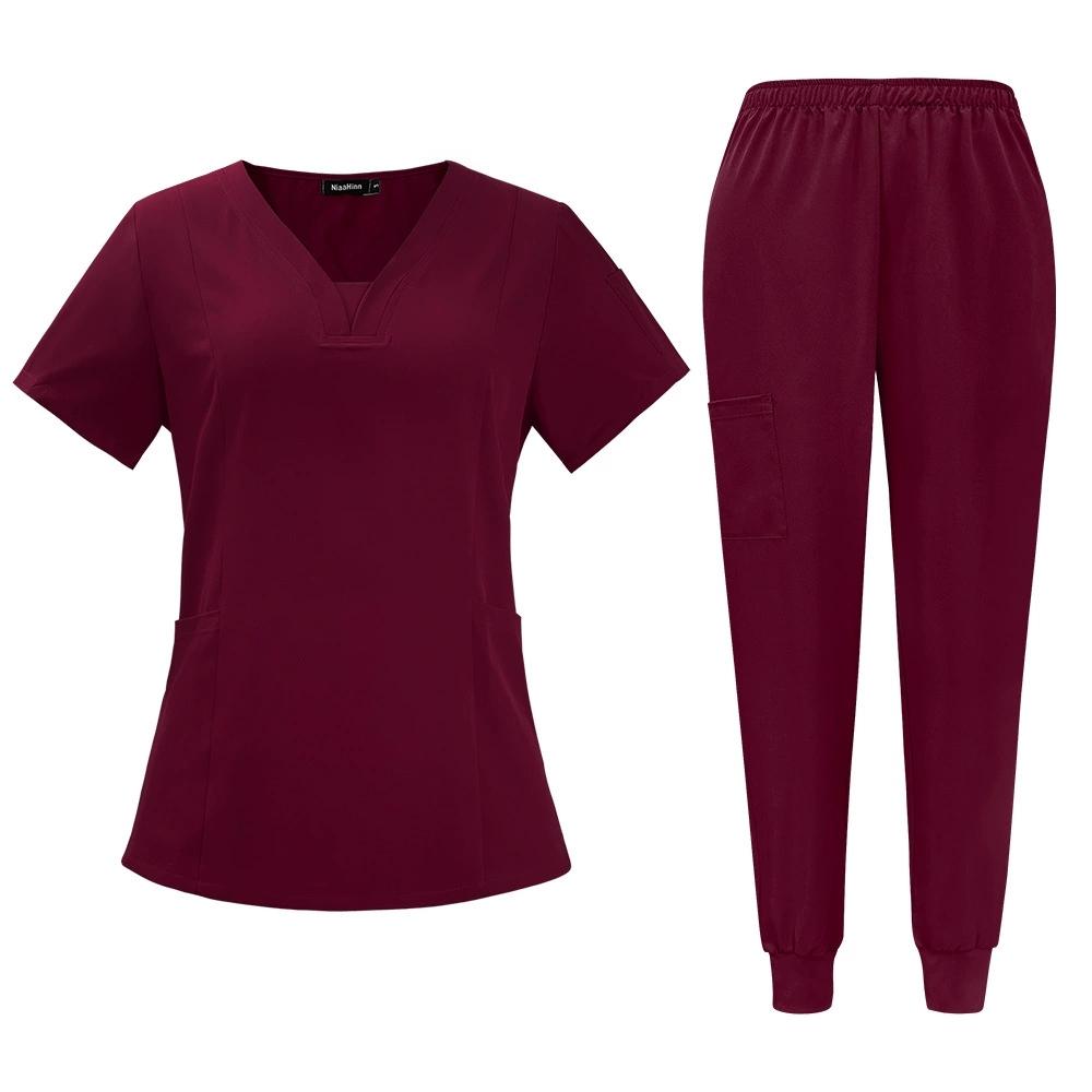 Breathable Hospital Uniforms Nurse Beauty Dental Salon Work Clothes Suits Custom LOGO Uniform Medical Scrubs Sets for Men Women