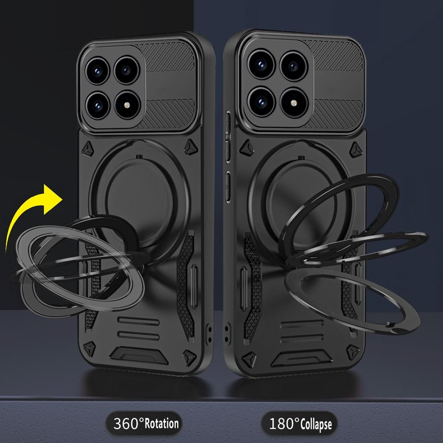 Armor Shockproof Magnetic Case For Xiaomi 14T 14 15 15T Poco C75 C85 X7 M6 M7 Pro 5G F7 Ultra Car Holder Ring Stent Phone Cover