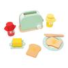 Toaster Toy Set with Bottle Bread Slices Plate Yellow Wooden Block Safe Bread Maker Toy for Girls Boys