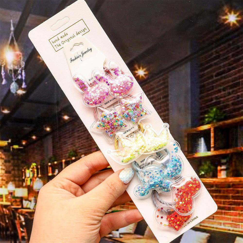 Cartoon Animal Flowers Princess Scrunchie Children Girls Kids Elastic Hair Rubber Bands Accessories Tie Hair Ring Rope Headdress