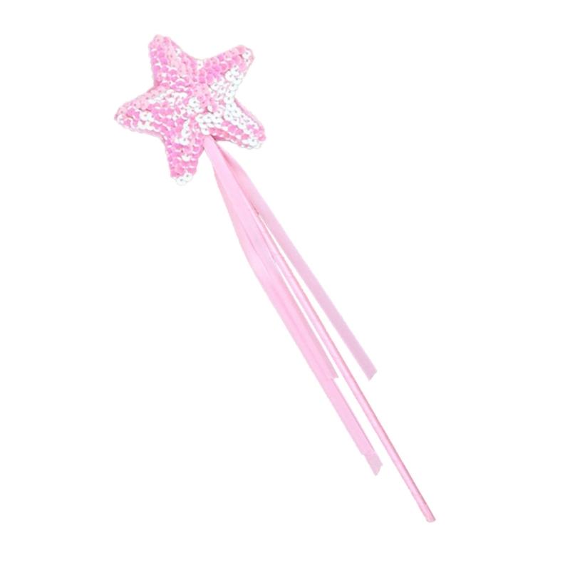 Star Sequins Magic Stick Princess Cosplay Props Little Girl Character Costume Accessory for Children Girl Kindergarten
