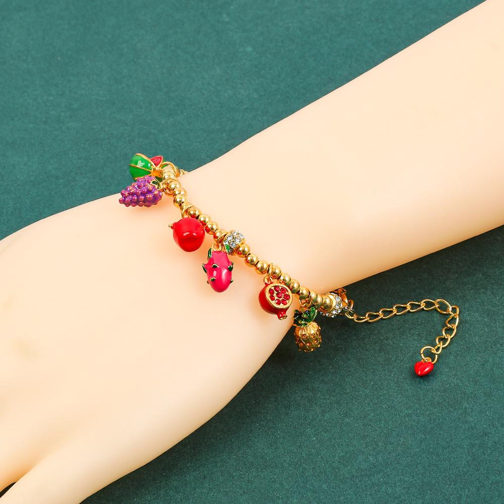 Fruit Charm Bracelet With Zinc Alloy Beads For Women And Men