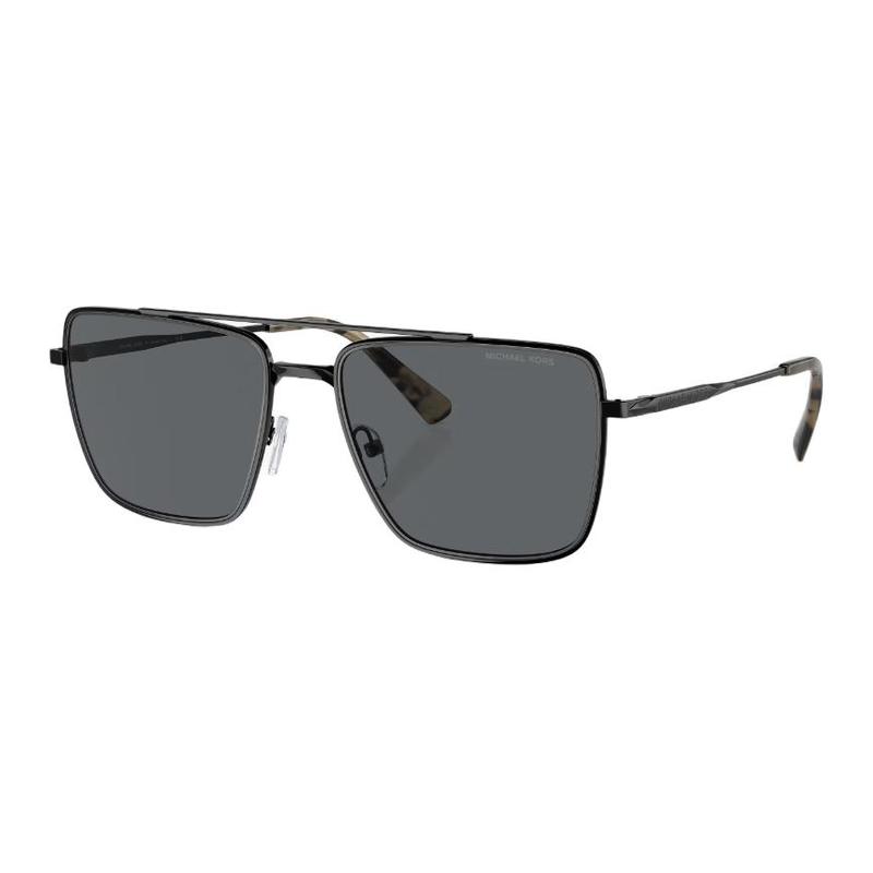 MICHAEL KORS Temple Logo Detail Metal Aviator Sunglasses Men s Black