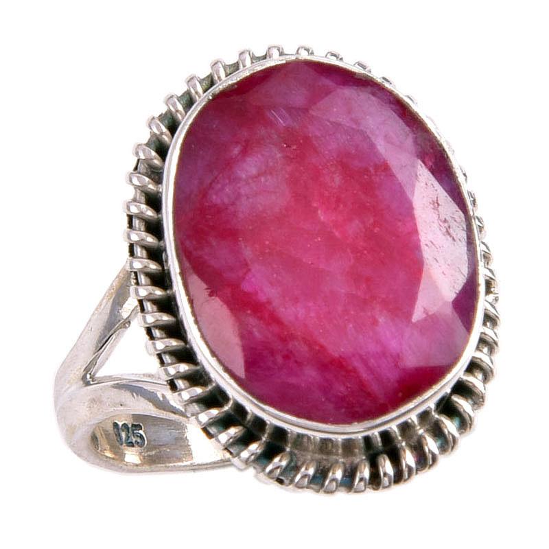 Red Ruby(Simulated) Gemstone Handmade 925 Sterling Silver Gift Ring S.5.5 l6R39